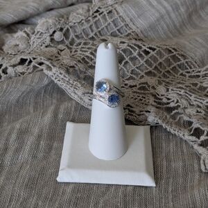 Elegant Silver and Blue Gemstone Ring